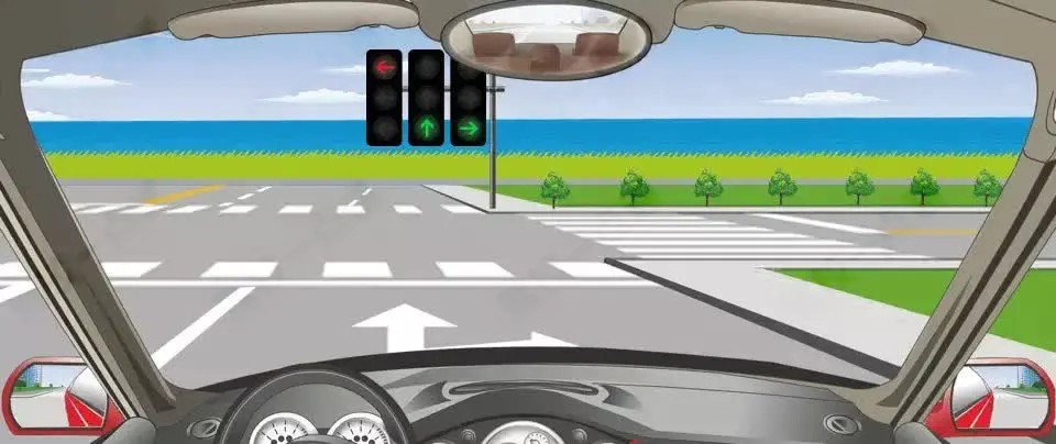 这个路口允许车辆怎样行驶？