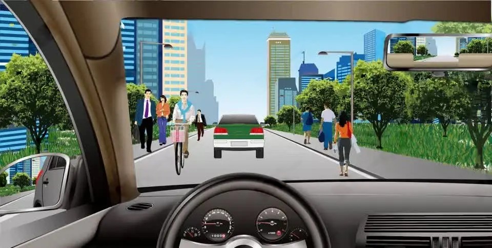 如图所示，机动车在这样的城市道路上行驶，最高的行驶速度不得超…