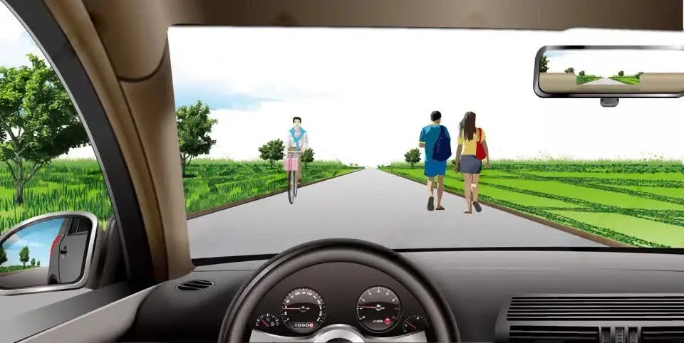 如图所示，在这种道路上行驶，应在道路中间通行的主要原因是在道…