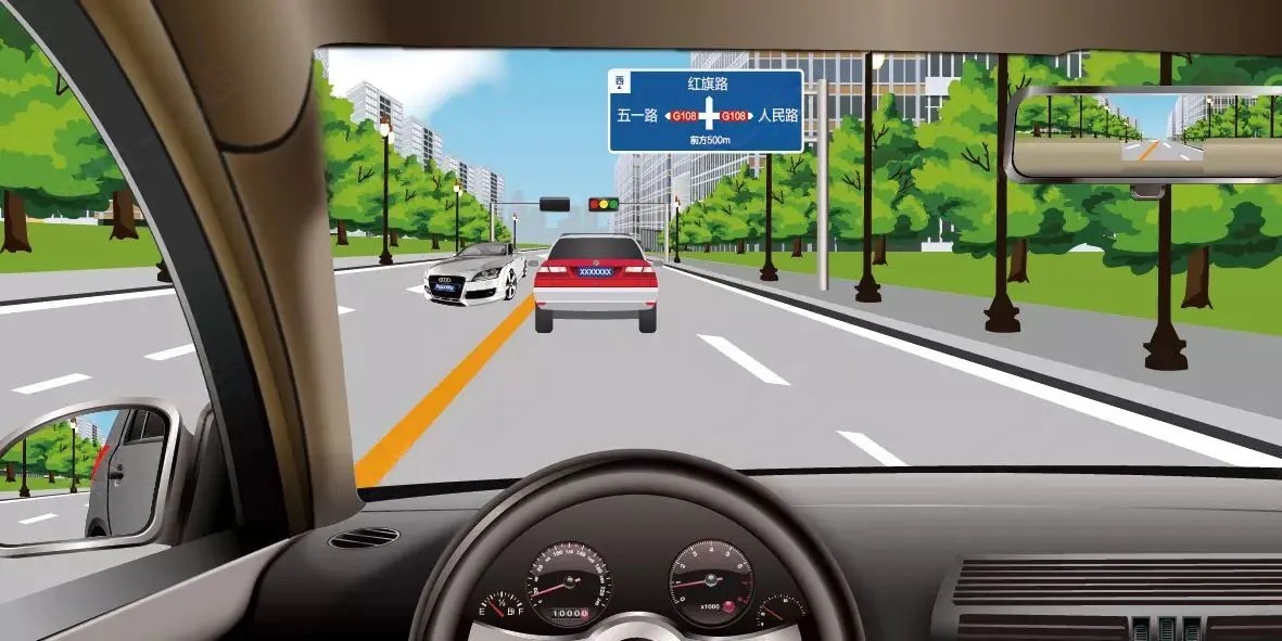 如图所示，前方标志告知前方道路各行其道的信息。