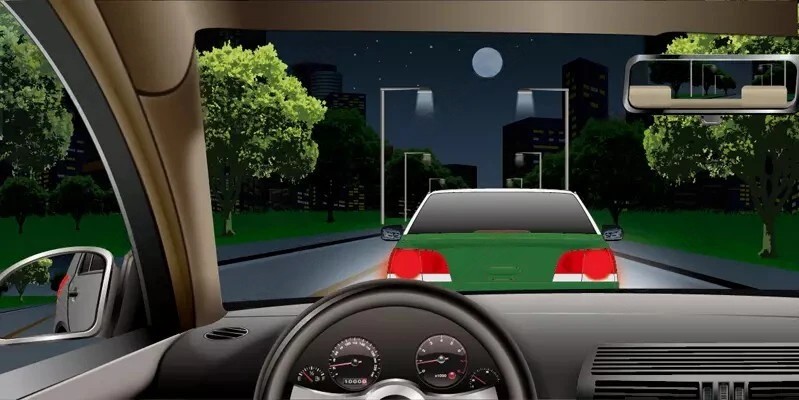夜间在图中道路怎样跟车？