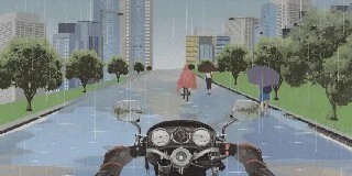 雨天驾驶摩托车遇图中场景，应如何礼让？