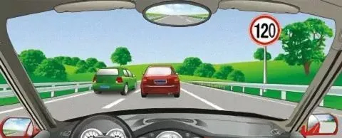 驾驶小型客车在高速公路上行驶，遇到图中所示情形，怎么做是正确…