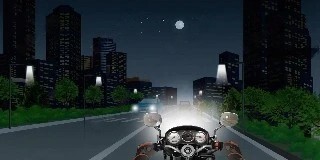 夜间驾驶摩托车遇图中行人通过人行横道时，以下做法正确的是（）…