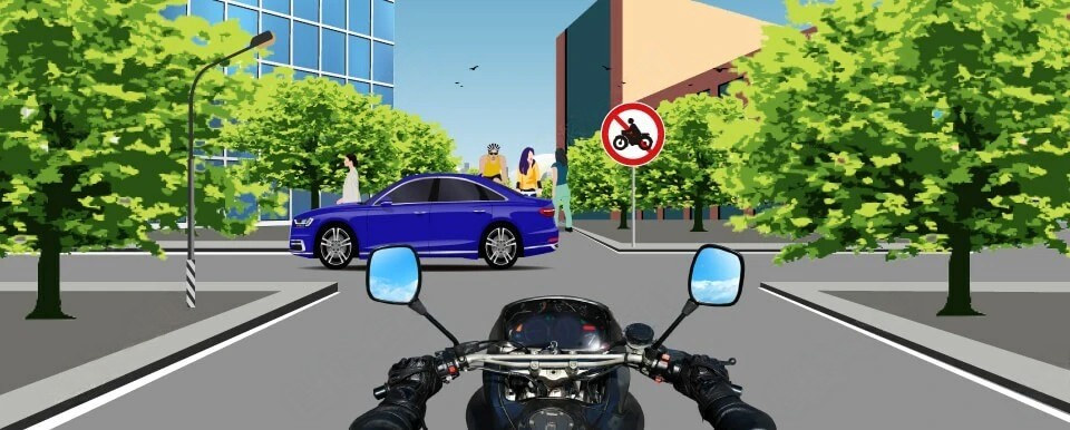 前方路段禁止摩托车驶入。