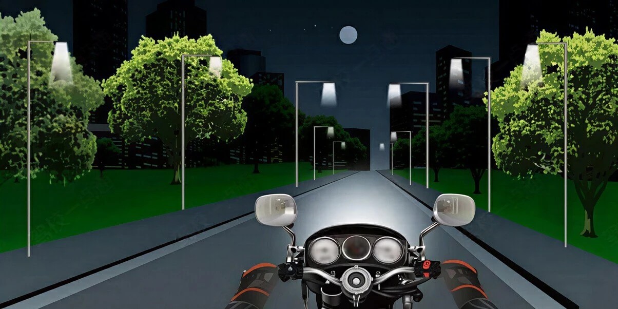 如图所示，夜间驾驶摩托车遇到后车发出超车信号时，以下做法正确…