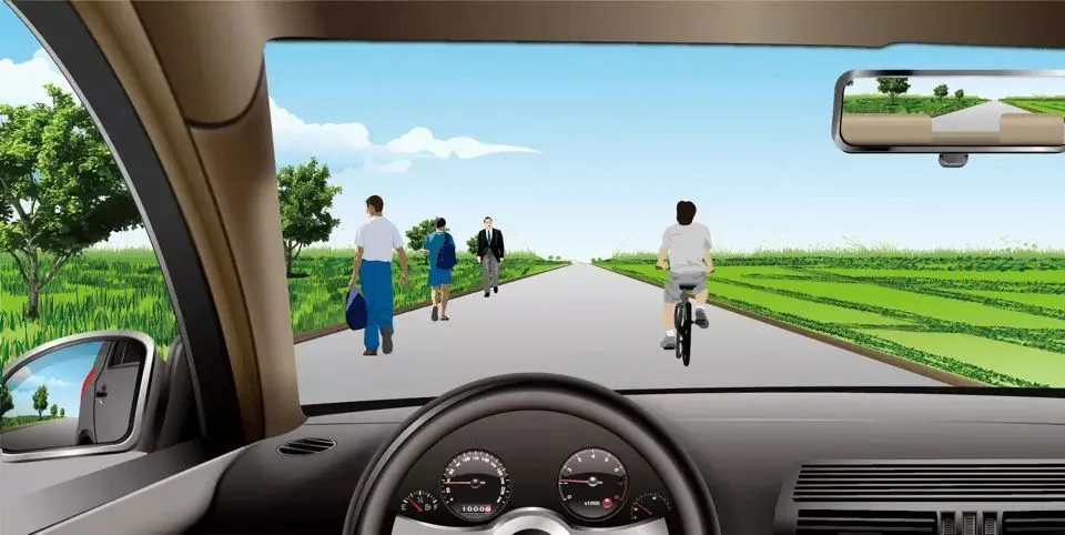 如图所示，机动车在这种道路上行驶，在道路中间通行的原因是什么…