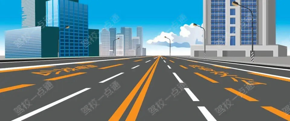 如图所示，以下哪类车辆可以在黄色虚线标记的车道中行驶？