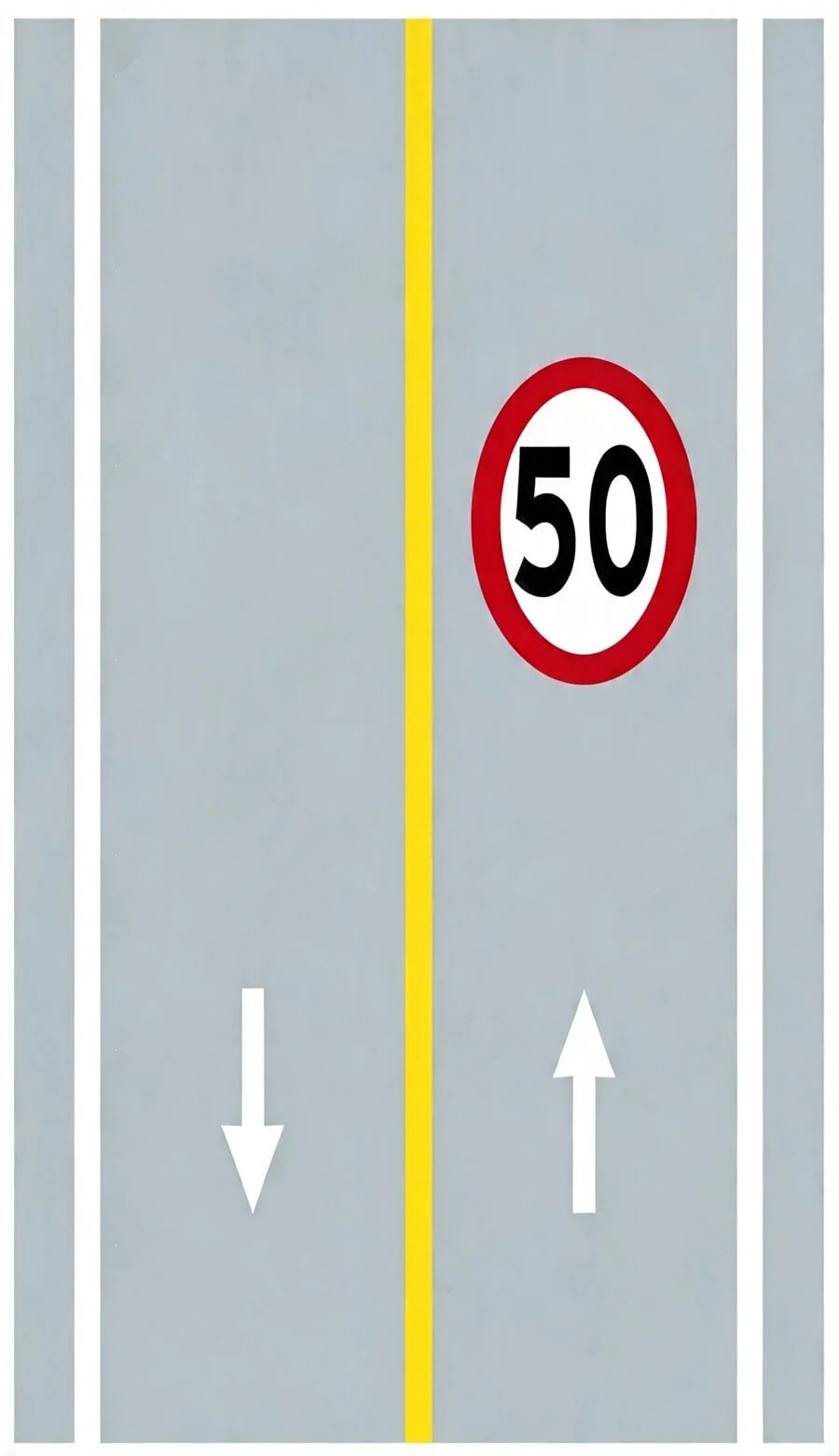 图中路面标记表示该路段最低限速50km/h。