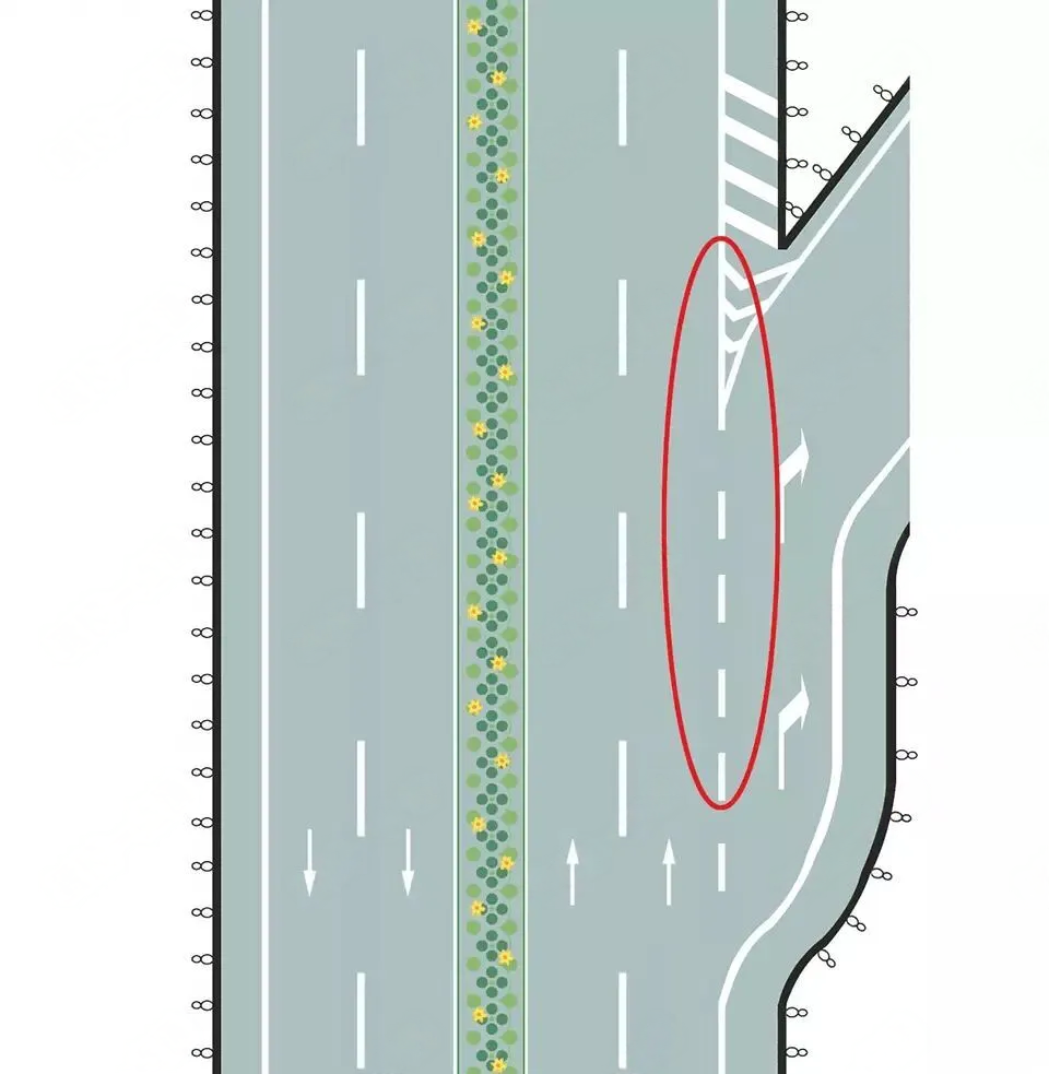 路面由白色虚线和三角地带标线组成的是什么标线？