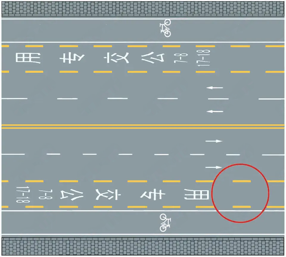 图中圈内两条黄色虚线间的区域是何含义?