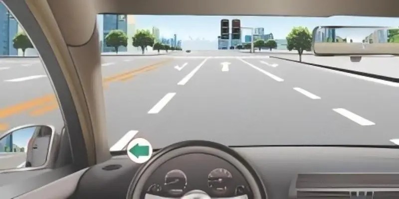 图中变更车道时，以下做法正确的是（）。