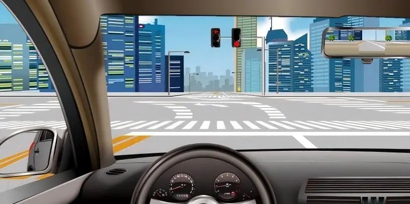 图中左转车辆可驶入左转弯待转区，等待放行信号。
