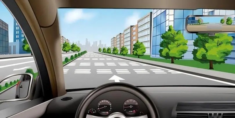 驾车遇图中路面横向标线时，应减速慢行。