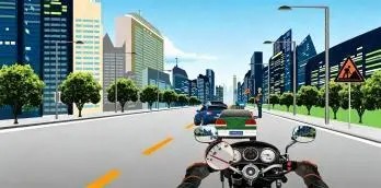 驾驶摩托车遇图中施工路段行驶缓慢，以下做法正确的是（）。