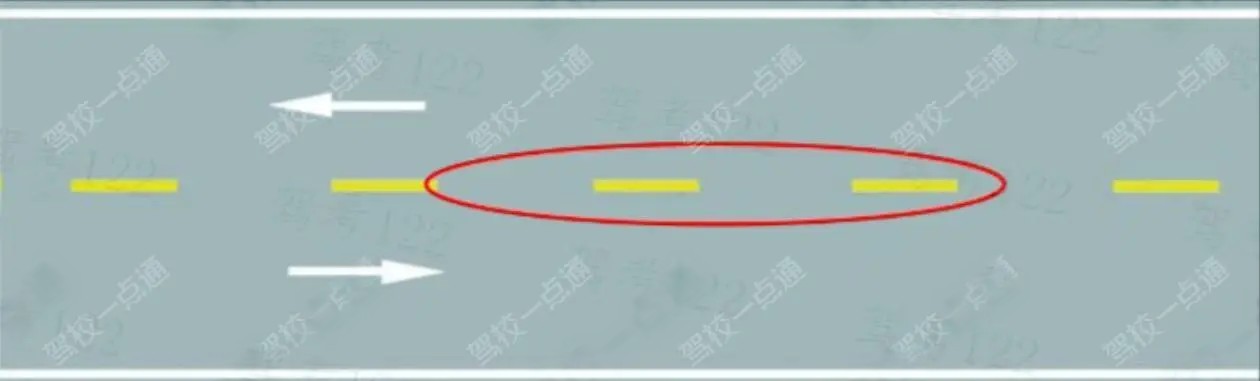 红圈内标线作用是分隔对向车道，在保证安全的前提下，可越线超车…