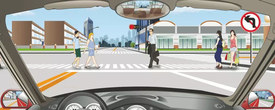 如图所示,驾驶机动车在该处不影响行人正常通行的情况下可以掉头…