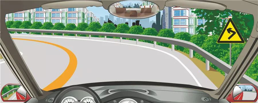 如图所示，在这种条件的道路上怎样安全行驶？