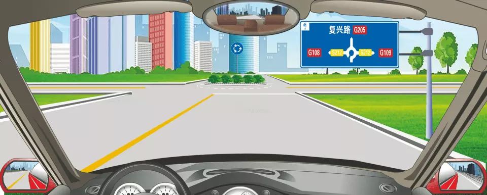 如图所示，前方标志告知各个路口出口方向的信息。