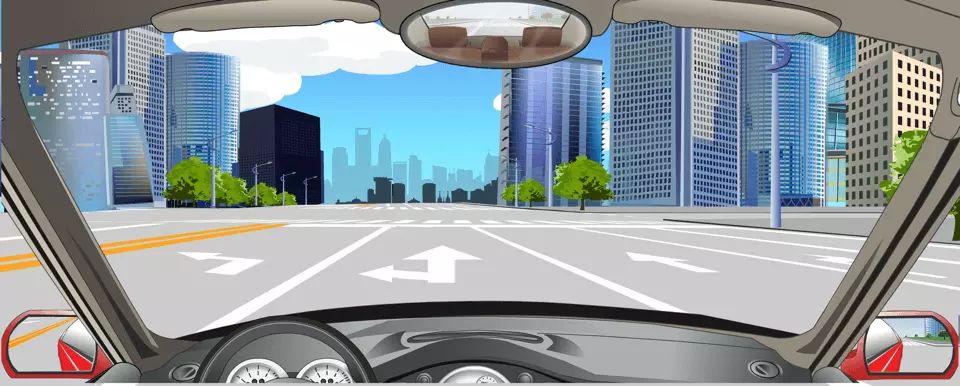 如图所示，该车道路面导向箭头指示在前方路口仅可直行。
