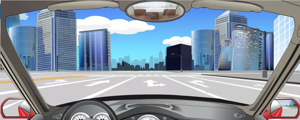 如图所示，该车道路面导向箭头指示在前方路口仅可右转弯。