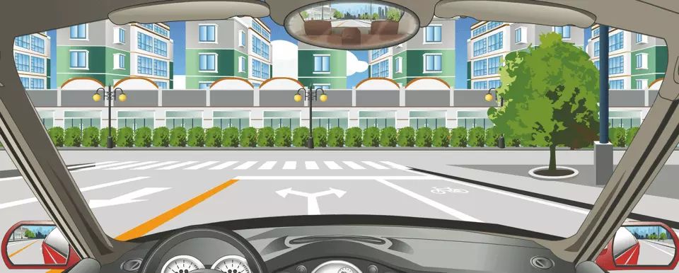 如图所示，该车道路面导向箭头指示前方道路仅可左右转弯。