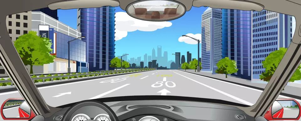 如图所示，路面标记指示这段道路上最高限速为80公里/小时。