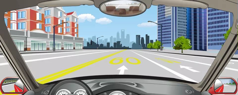 如图所示，路面标记指示这段道路上最低限速为60公里/小时。