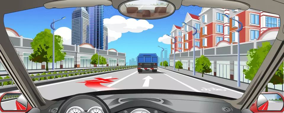 如图所示，路面同向车行道分界线指示不允许跨越超车。