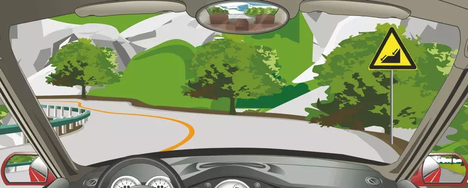 如图所示，驾驶机动车遇到这种道路，可充分利用空挡滑行。