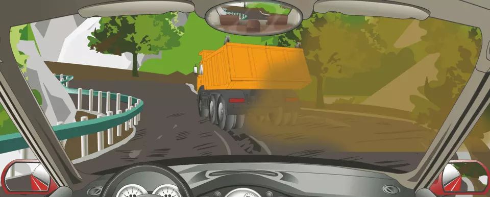 如图所示，驾驶机动车在山区道路遇到这种情况要加速超越前车。