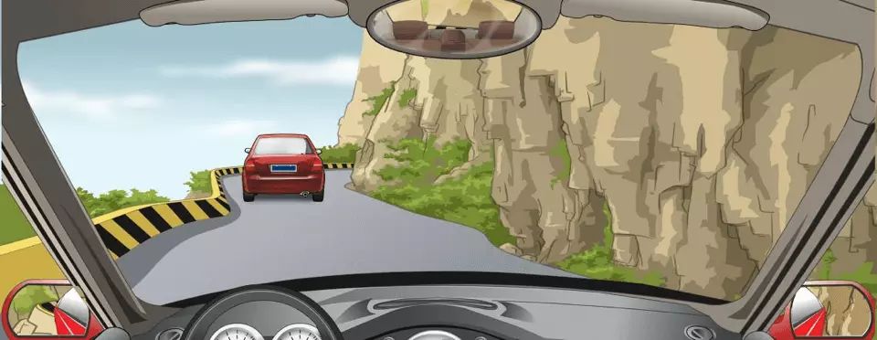 在山区道路跟车行驶的距离要比平路时大。
