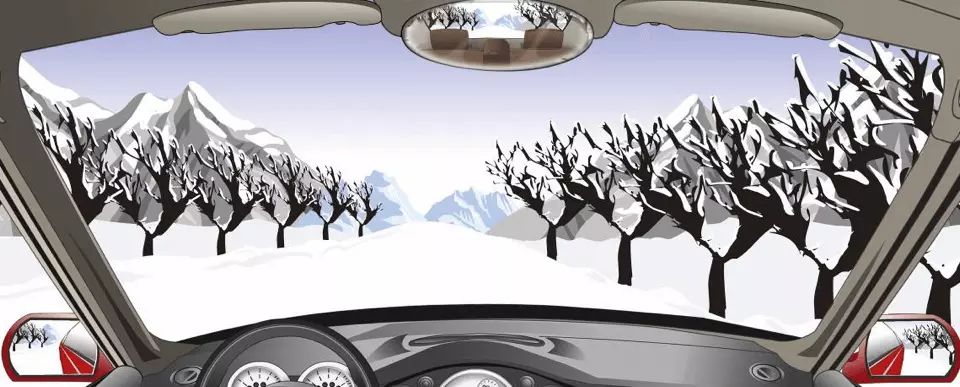 在积雪覆盖的道路行车，可根据路边树木、电线杆等参照物判断行驶…