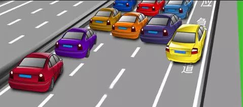 图中黄色小型客车驾驶人违法占用高速公路应急车道行驶，会被记1…