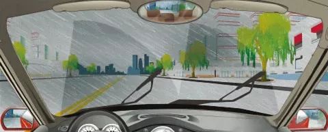 在图中所示的这种天气行车，由于能见度较低，需要开启远光灯告知…