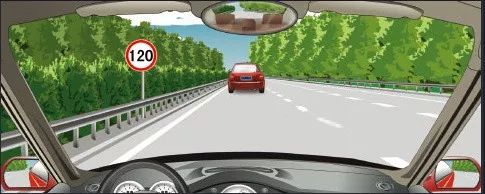 在图中所示的高速公路行车道跟随前车行驶时，最小的跟车距离不得…