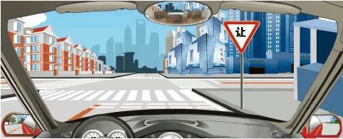 驶近一个图中所示的路口时，怎么做是正确的？
