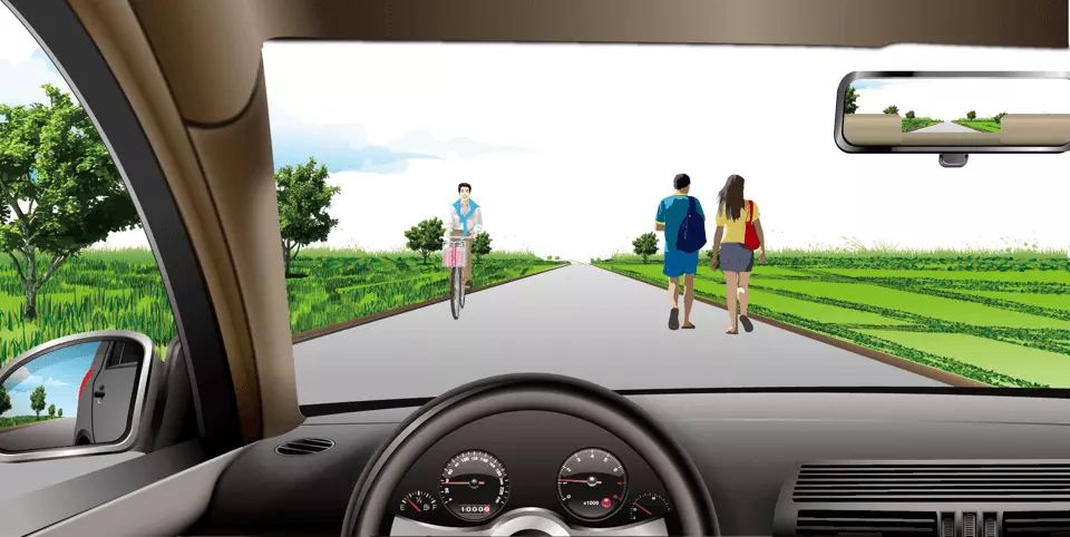 如图所示，在这种道路上行驶，应在道路中间通行的主要原因是在道…